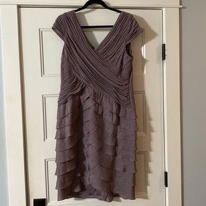 Adrianna Papell rushed and ruffle mauve/ lavender cocktail dress. Size 14. NWT